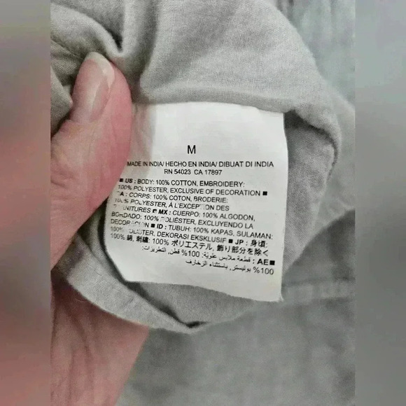 Old Navy Gray Cotton Dress w/ Embroidered Neckline & Keyhole Back, Size Medium - Picture 6 of 6